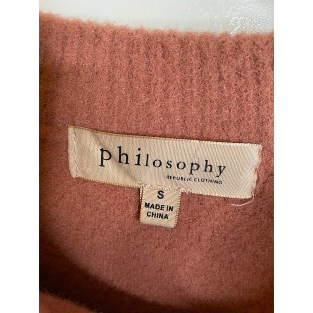 Philosophy Fuzzy Rose Color Pull Over Sweater Small - Picture 3 of 4
